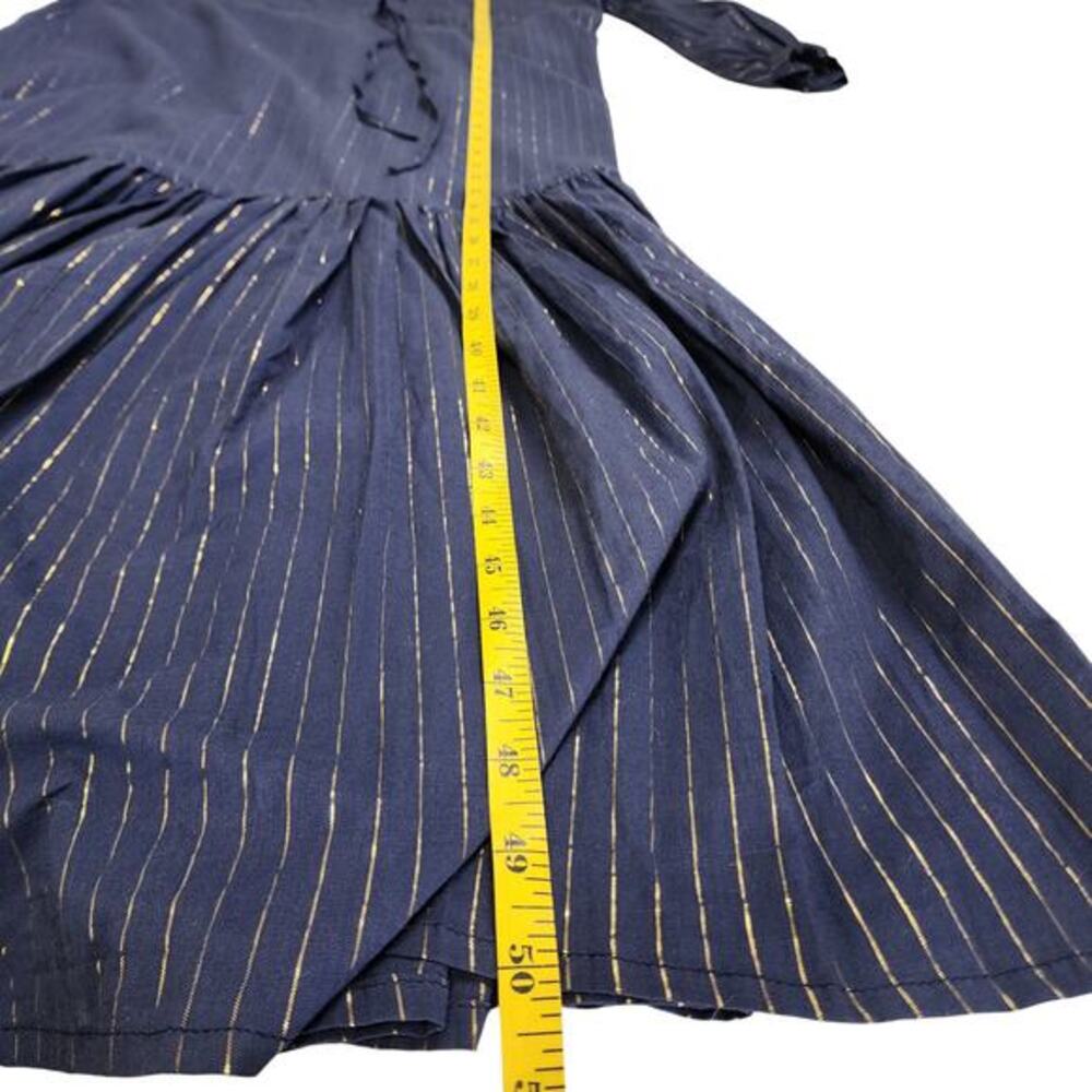 Emerson Frye Womens Frances‎ Maxi Dress 2 Size XS Navy Gold Maritime Lurex India - Picture 13 of 13